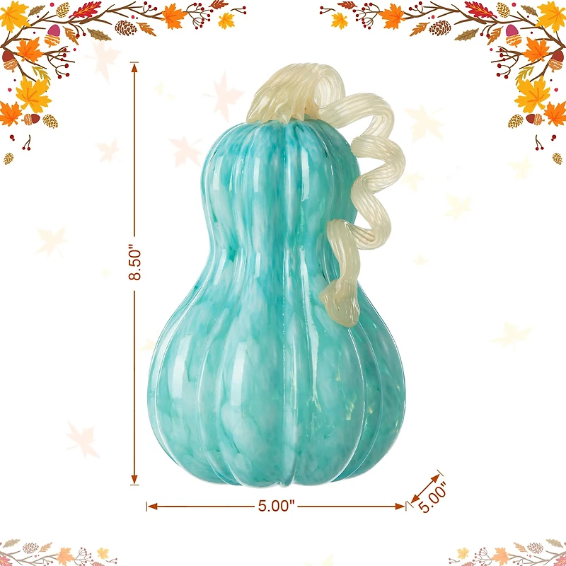 Glitzhome® 8.5" Fall Turquoise Glass Gourd