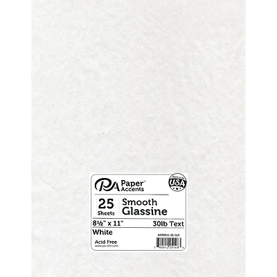 PA Paper™ Accents White 8.5" x 11" 30lb. Smooth Glassine, 25 Sheets