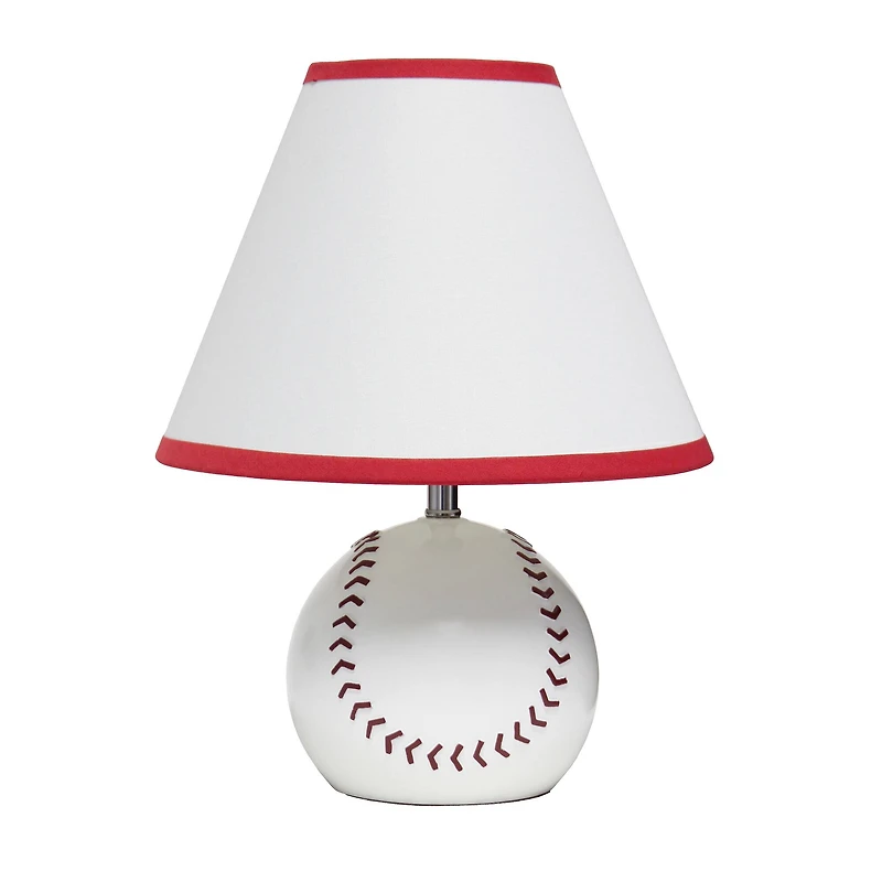 Simple Designs™ 11.5" Baseball Base Table Lamp and White Shade Red Trim