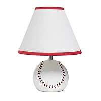 Simple Designs™ 11.5" Baseball Base Table Lamp and White Shade Red Trim