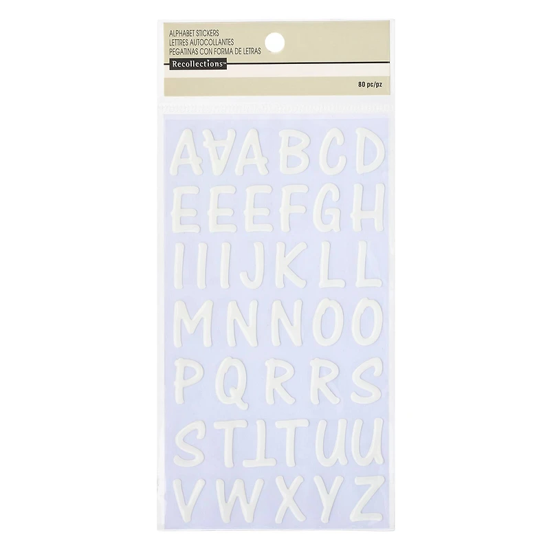 12 Packs: 80 ct. (960 total) White Epoxy Alphabet Stickers by Recollections™