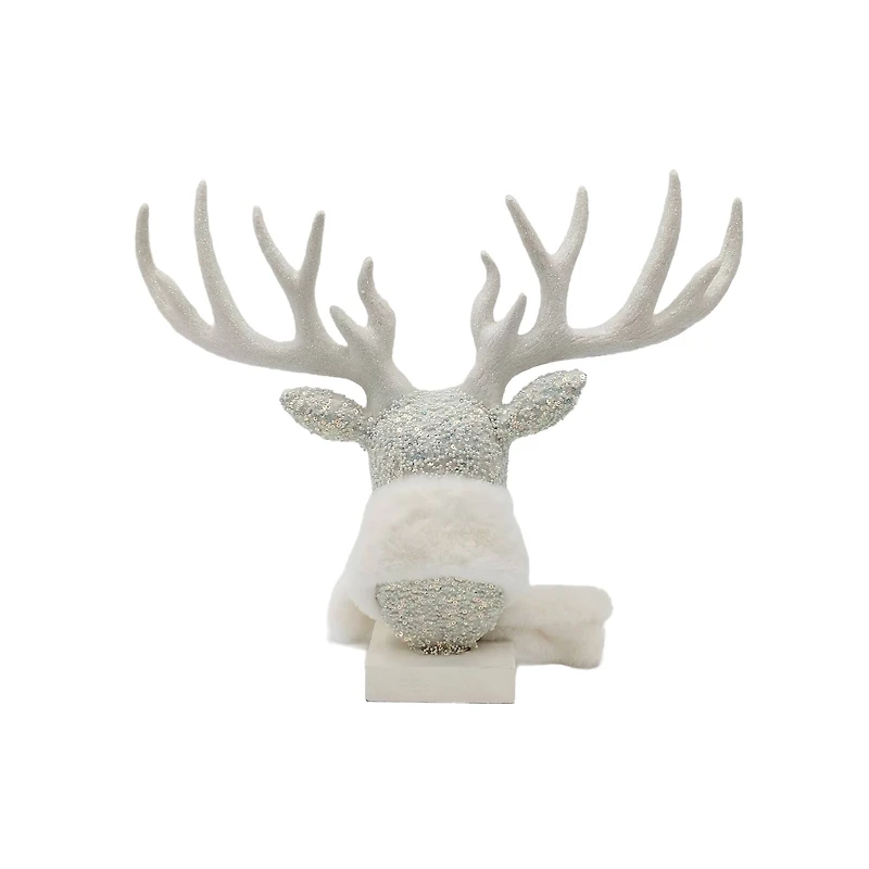 14" White Reindeer Head with Scarf Tabletop Décor by Ashland®