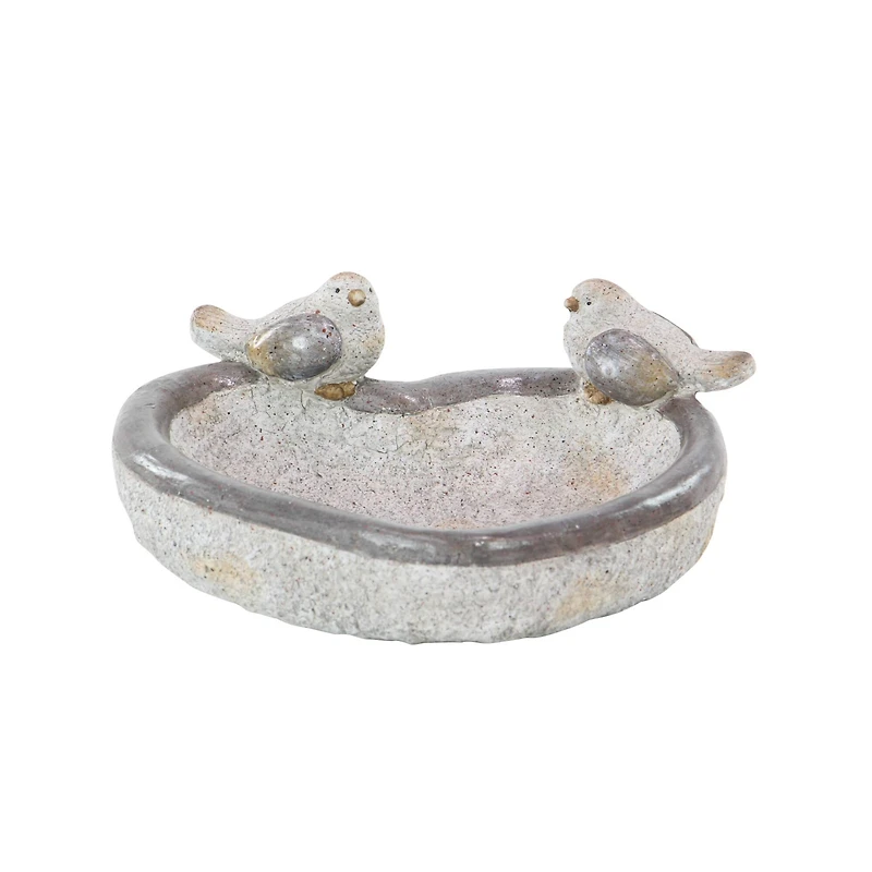 15" Gray Polystone Country Birds Garden Sculpture