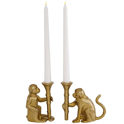 Set of 2 Gold Aluminum Glam Candle Holder, 3" x 5"