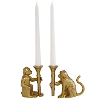 Set of 2 Gold Aluminum Glam Candle Holder, 3" x 5"