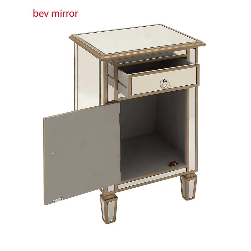 Beige Mirror Glam Cabinet, 30" x 19" x 15"