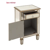 Beige Mirror Glam Cabinet, 30" x 19" x 15"