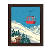 Ski Lift Lodge Black Framed Print Under Plexiglass