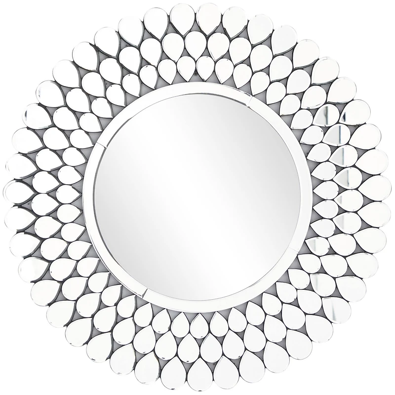 Silver Glass Starburst Wall Mirror with Teardrop Embellishment 31" x 1" x 31"