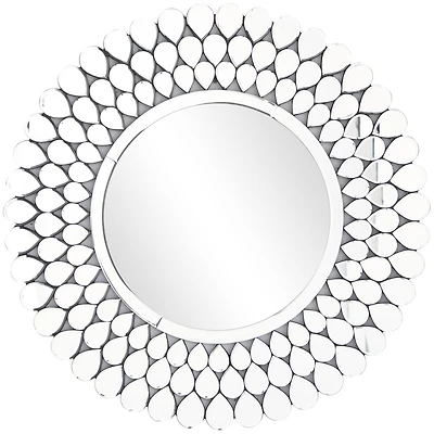 Silver Glass Starburst Wall Mirror with Teardrop Embellishment 31" x 1" x 31"