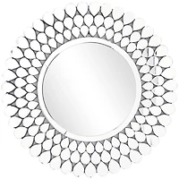 Silver Glass Starburst Wall Mirror with Teardrop Embellishment 31" x 1" x 31"