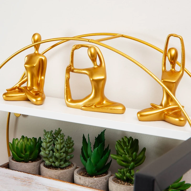 Mind Reader Yoga Figurine Set, Set of 3, Gold