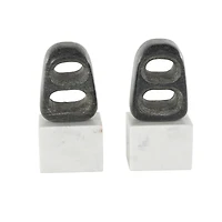 8.25" White & Black Marble Geometric Cutout Oval Bookend Set with Block Base