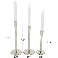 The Novogratz Silver Aluminum Tapered Candle Holder Set