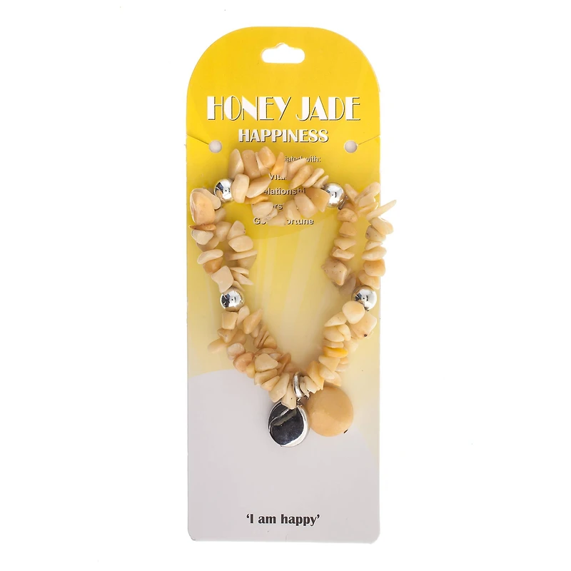 John Bead Honey Jade 2-Strand Happiness Gemstone Charm Bracelet