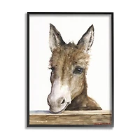 Stupell Industries Baby Donkey Portrait Wall Art in Black Frame