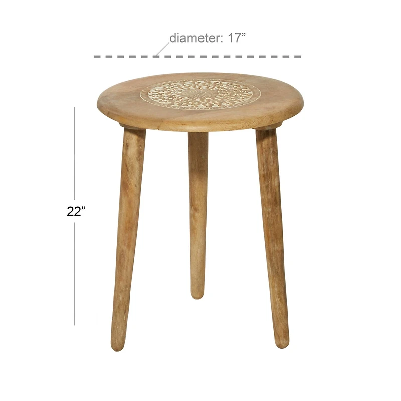 22" Brown Mango Wood Traditional Accent Table