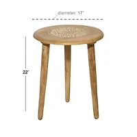 22" Brown Mango Wood Traditional Accent Table