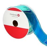 1.5" x 20ft. Clear Turquoise Wired Vinyl Ribbon by Celebrate It®