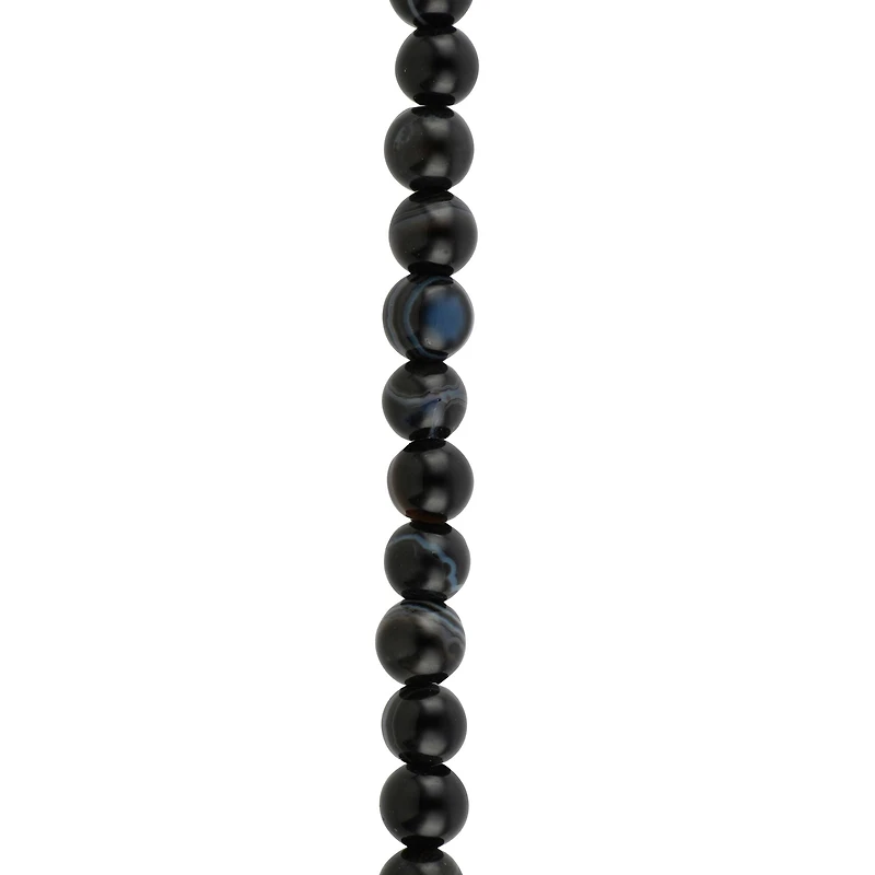Blue & Black Tuxedo Agate Round Beads, 4mm by Bead Landing™