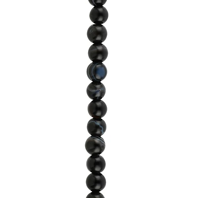Blue & Black Tuxedo Agate Round Beads, 4mm by Bead Landing™