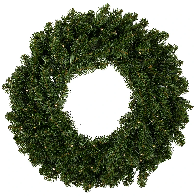 24" Pre-Lit Canadian Pine Artificial Christmas Wreath