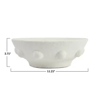 Hello Honey® 11" White Decorative Terra Cotta Bowl with Raised Dot Design