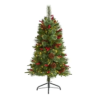 4ft. Pre-Lit Norway Mixed Pine Artificial Christmas Tree, Clear LED Lights