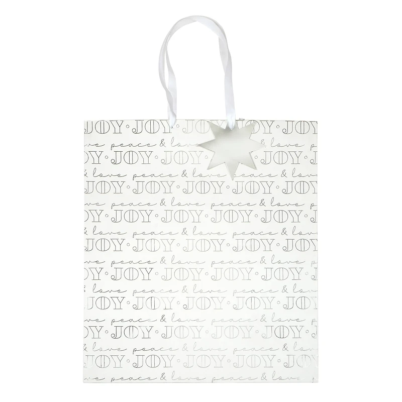 Jumbo White Peace, Love & Joy Gift Bag by Celebrate It™