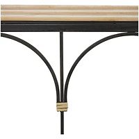 42.5" Black Arched Console Table with Zig Zag Patterned Top and Rattan Accents