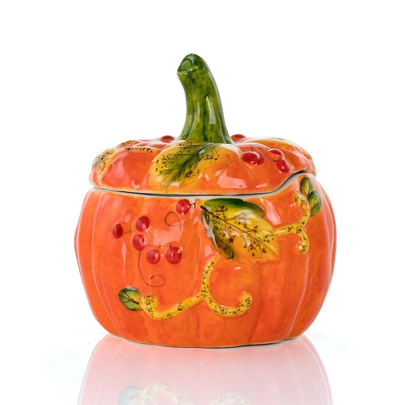 Gibson Home® Orange Stoneware Pumpkin Cookie Jar with Lid