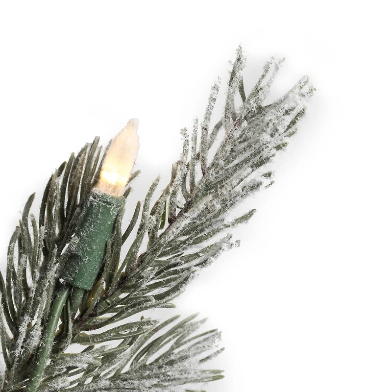 24" Pre-Lit Flocked Kiana Artificial Christmas Wreath, Warm White Dura-Lit® LED Mini Lights