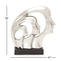 12" Silver Porcelain Contemporary Family Sculpture