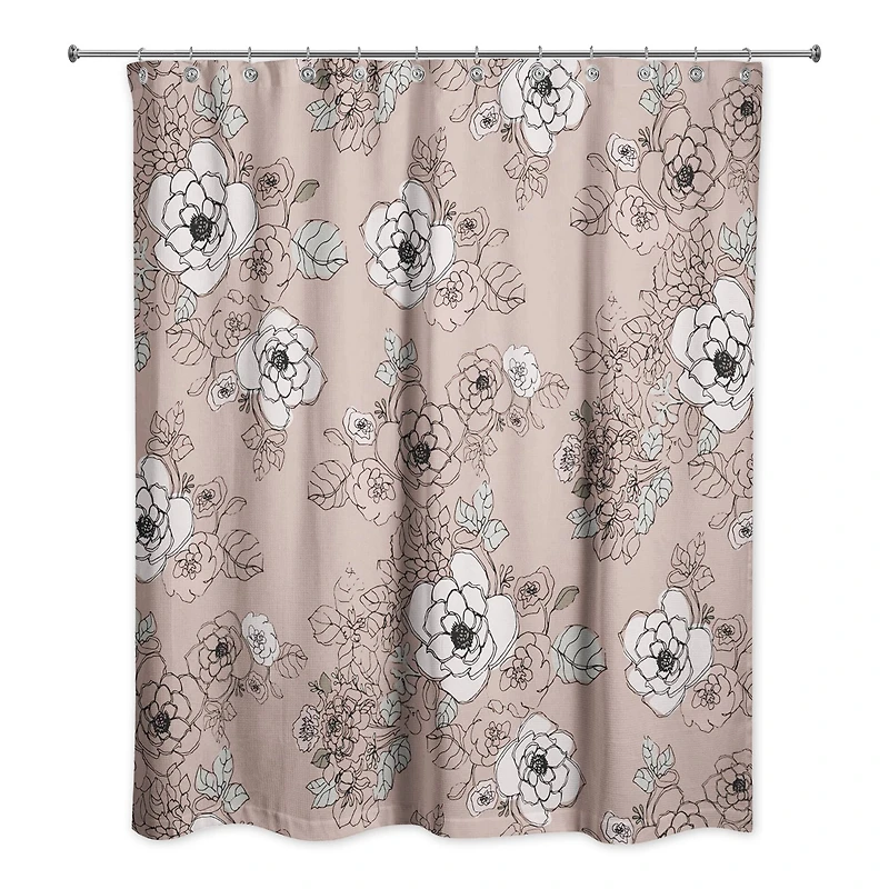 Pink Intricate Floral 71 x 74 Shower Curtain