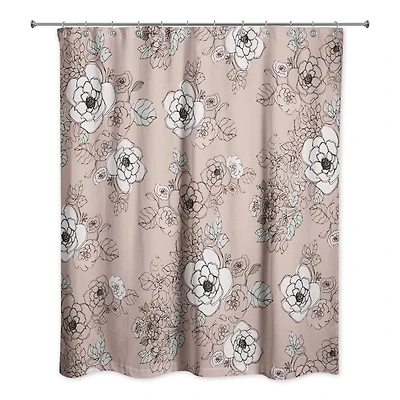 Pink Intricate Floral 71 x 74 Shower Curtain
