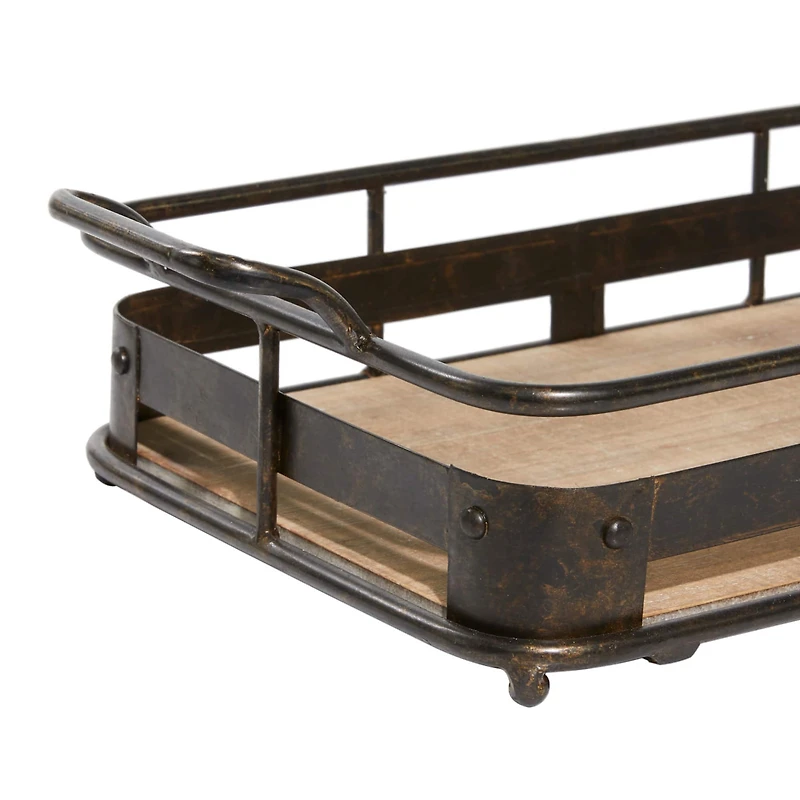 Brown Metal Industrial Tray Set