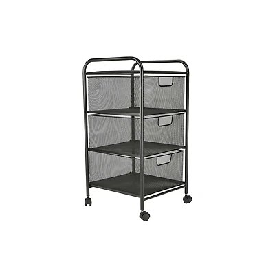 Mind Reader Black 3 Drawer Mesh Rolling Cart