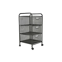 Mind Reader Black 3 Drawer Mesh Rolling Cart