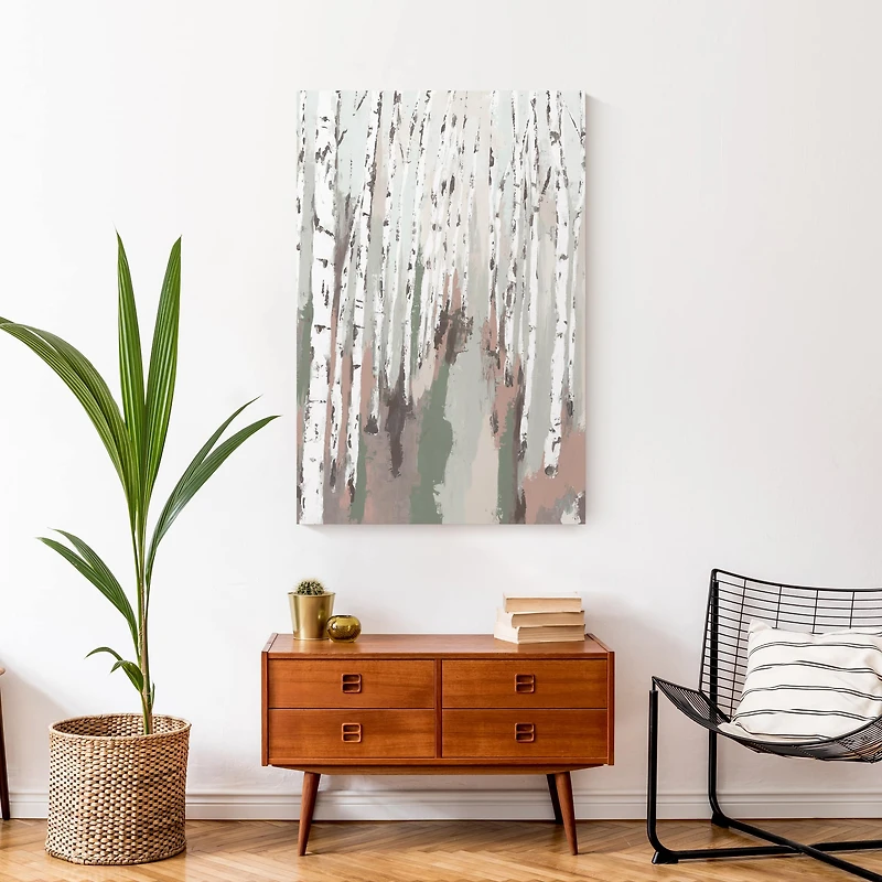 Sage Neutral Birch Trees 24" x 36" Canvas Wall Art