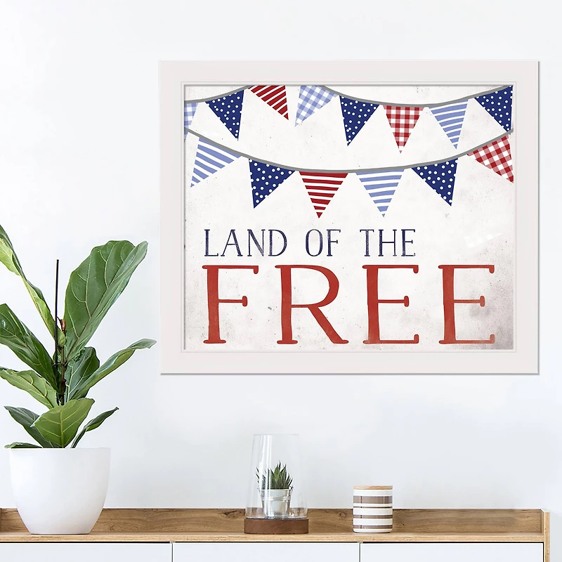 Land of the Free White Framed Print Under Plexiglass