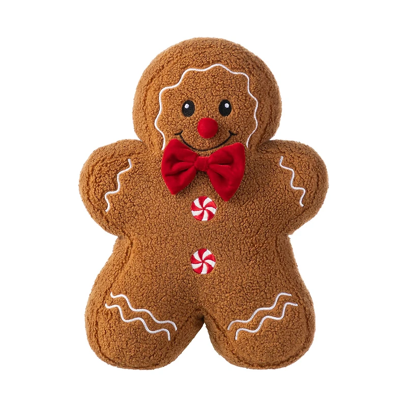 Glitzhome® 15"H Christmas Gingerbread Man Shaped Pillow