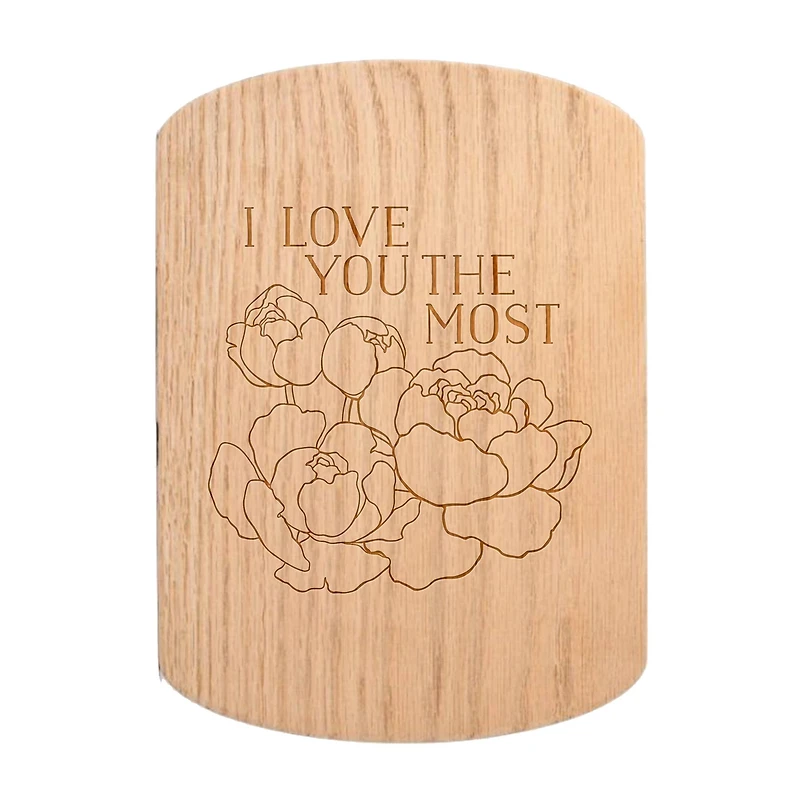 11" x 8" I Love You the Most Redwood Oval Cutting Board