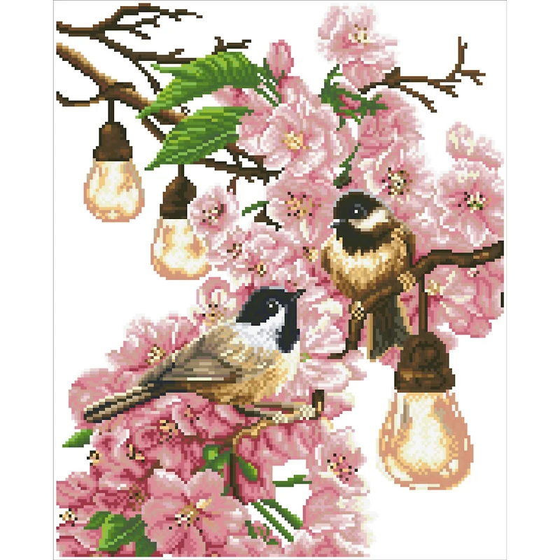 Diamond Dotz® Advanced Cherry Blossoms & Chickadees Diamond Painting Kit