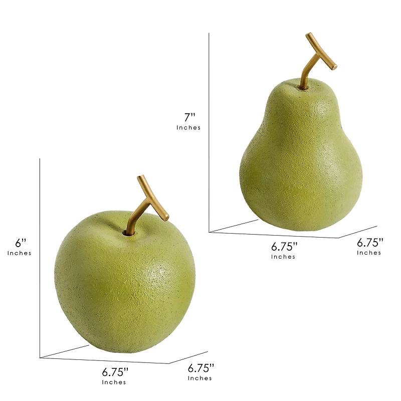 American Art Décor Green Fruit Tabletop Apple & Pear Set