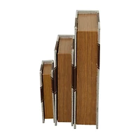 Brown Chevron Faux Leather Faux Book Box Set