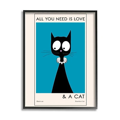Stupell Industries Love and A Cat Phrase Funny Fashion Feline Framed Wall Art