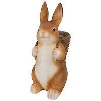 16.75" Standing Bunny Carrying a Basket Outdoor Garden Statue