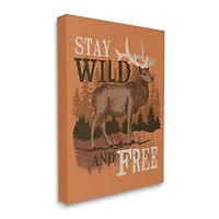 Stupell Industries Stay Wild and Free Phrase Forest Elk Landscape Canvas Wall Art
