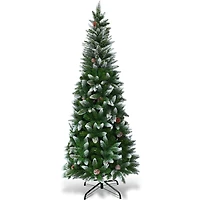 Costway 6ft. Unlit Snow Flocked Pencil Artificial Christmas Tree