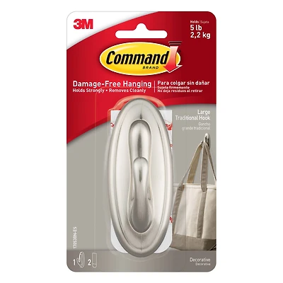 Command™ Brushed Nickel Decorative Hook